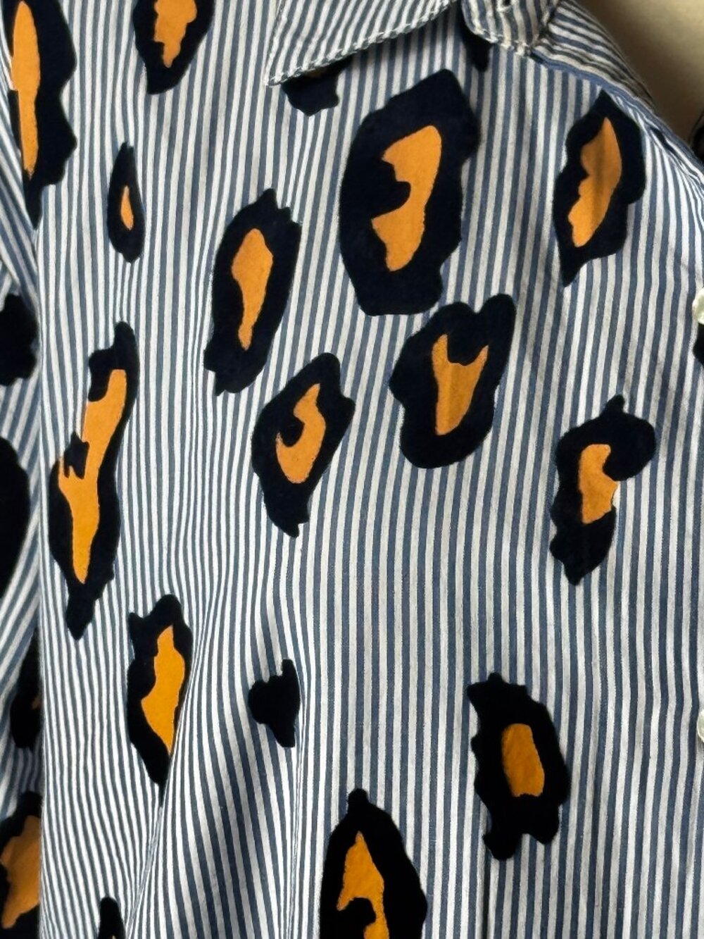 Scotch & Soda Magical Altitudes Leopard Pinstripe Button Down Shirt L - Picture 3 of 8